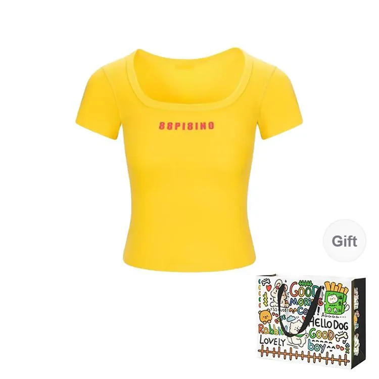 OURUOKE Regular T Shirt Women's Yellow-0