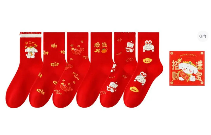 Caramella Mid-Calf Socks Women's Gift Box Of 6 Doubles-3