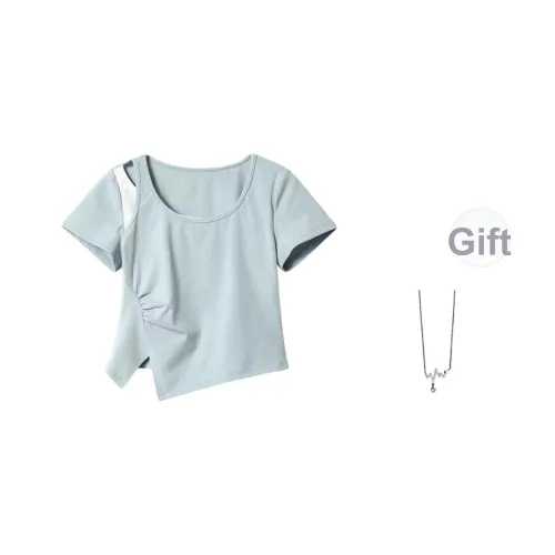 SHIEN Светло-синий с ожерельем Женские T-рубашки