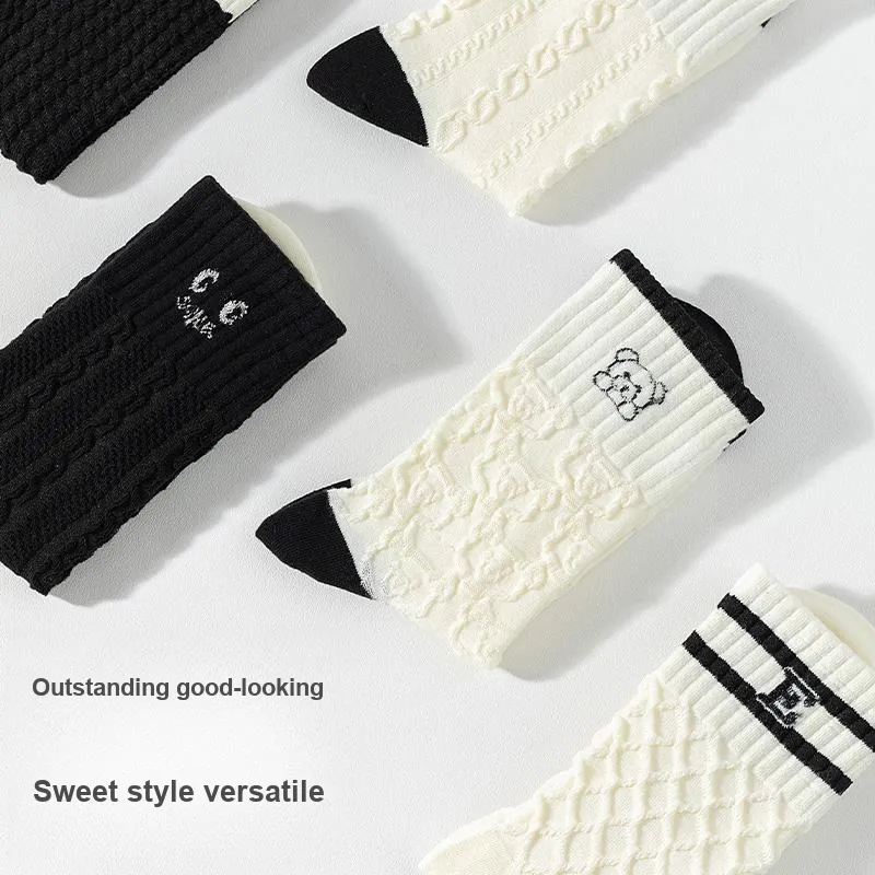 Lan Miao Mid Calf Socks Women's 5 Pack-11
