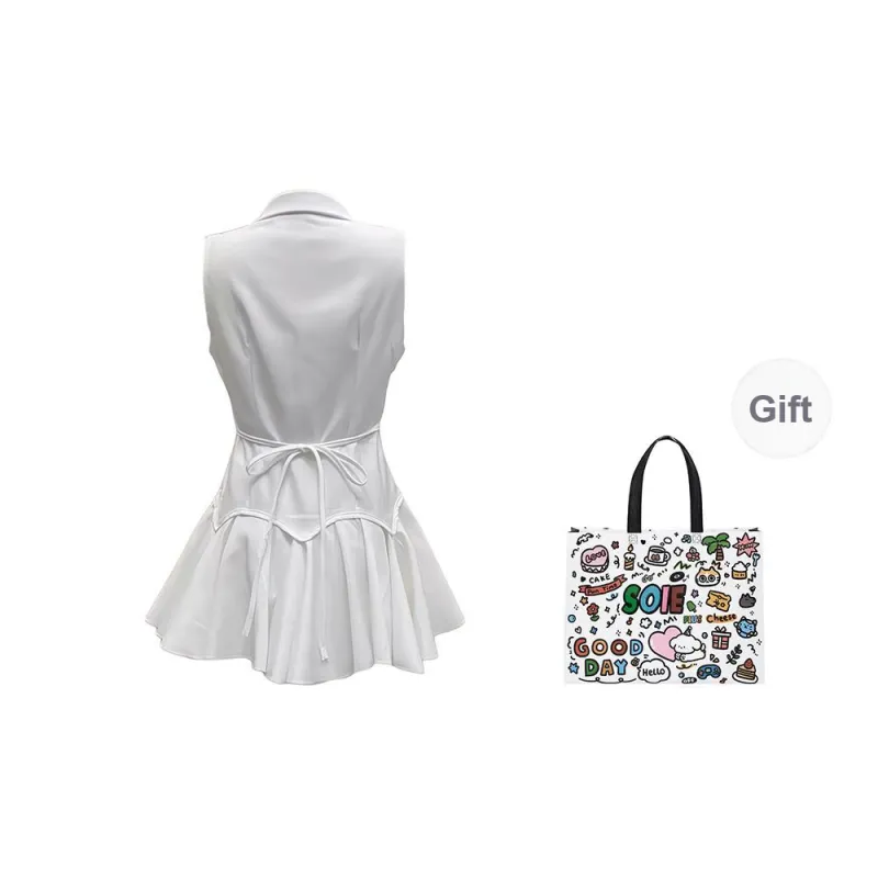 SOIE Sleeveless Dresses Women's White-1