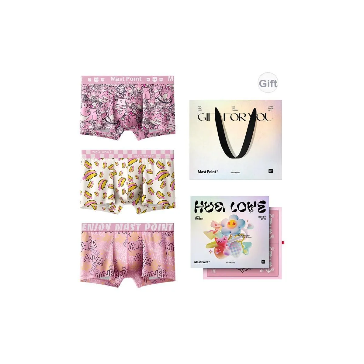 Mast Point Mast Point × Couple Underwear Мужское нижнее белье Pink Party Коллекция с Gift Box Set