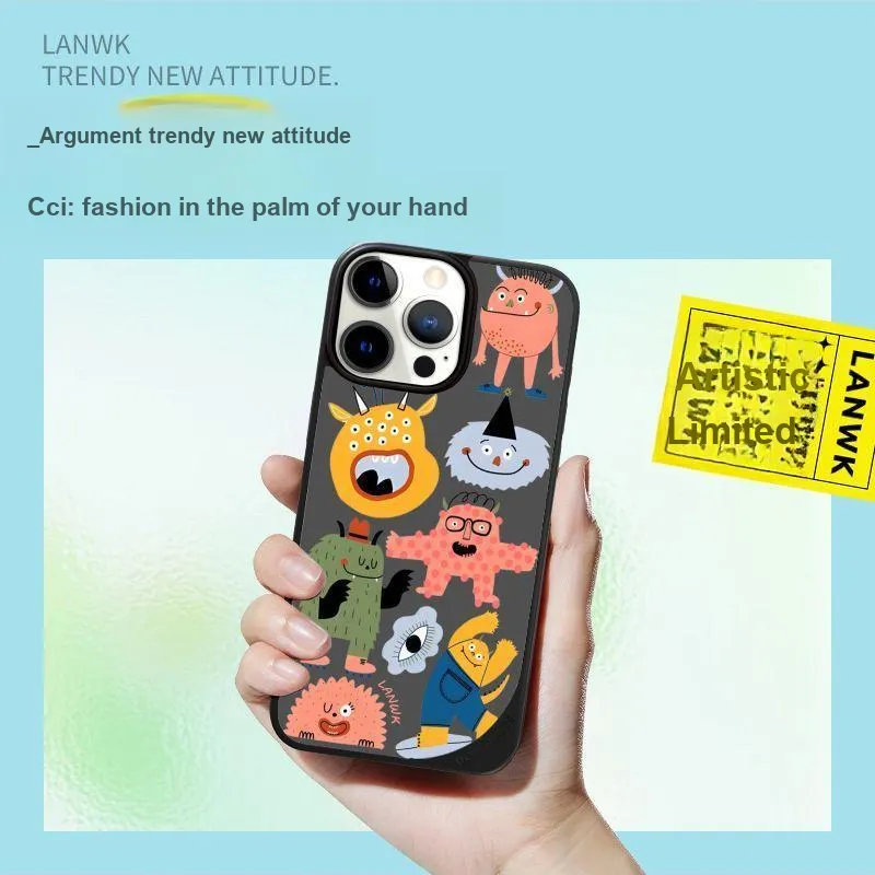 LANWK Glass Material Weird World Phone Case Compatible With Apple IPhone 13/14/15/16/Pro/Pro Max-1
