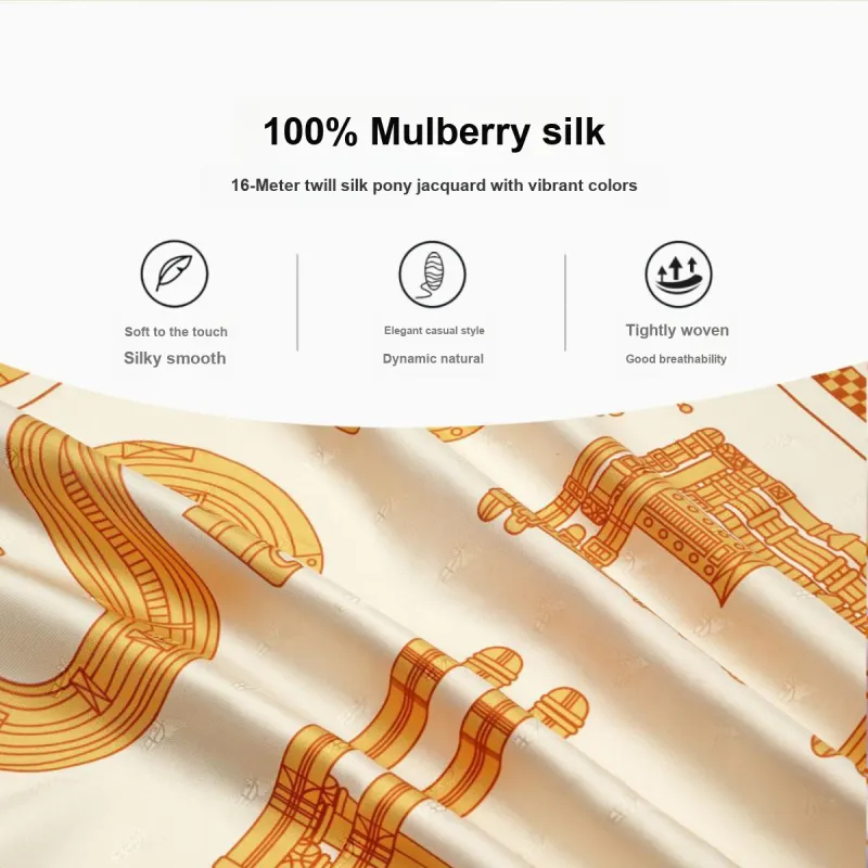 WENSLI Mulberry Silk Print Chinese Square Scarf SINCE1975 Silk Scarf Women's-3