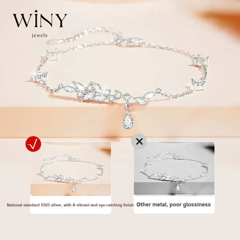 WINY 925 Sterling Silver Bracelets Women's Silver-2