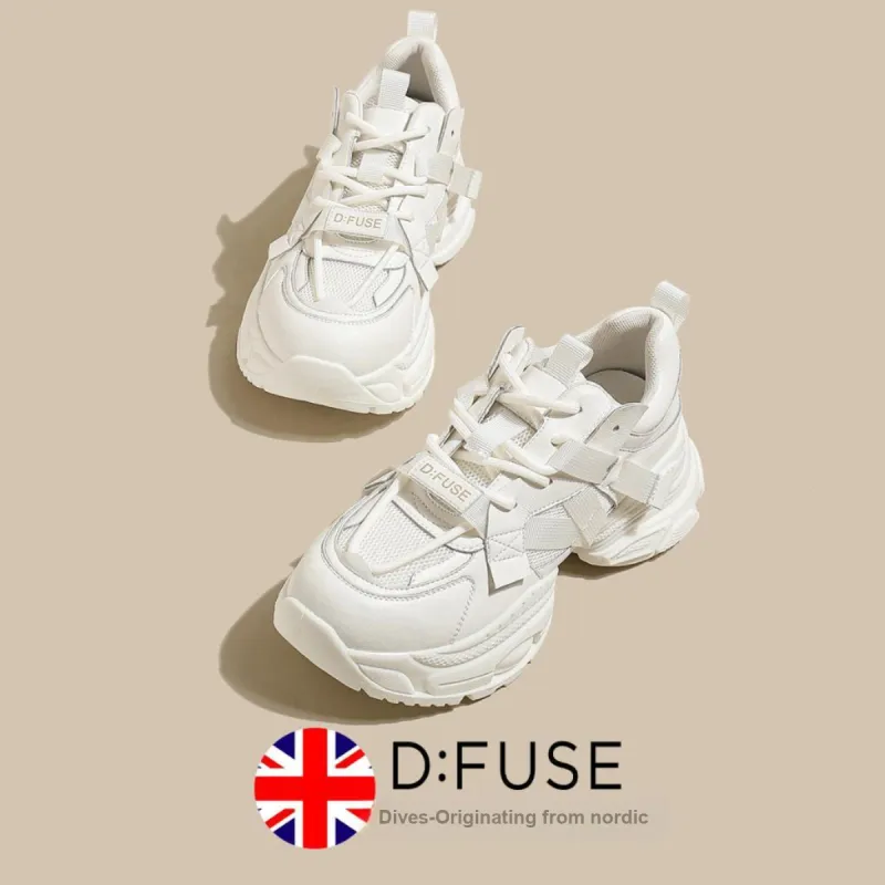 D FUSE SCANDINAVIA Wear Resistant Lightweight Height Increasing Low Top Chunky Sneakers 5cm Women's Beige-1