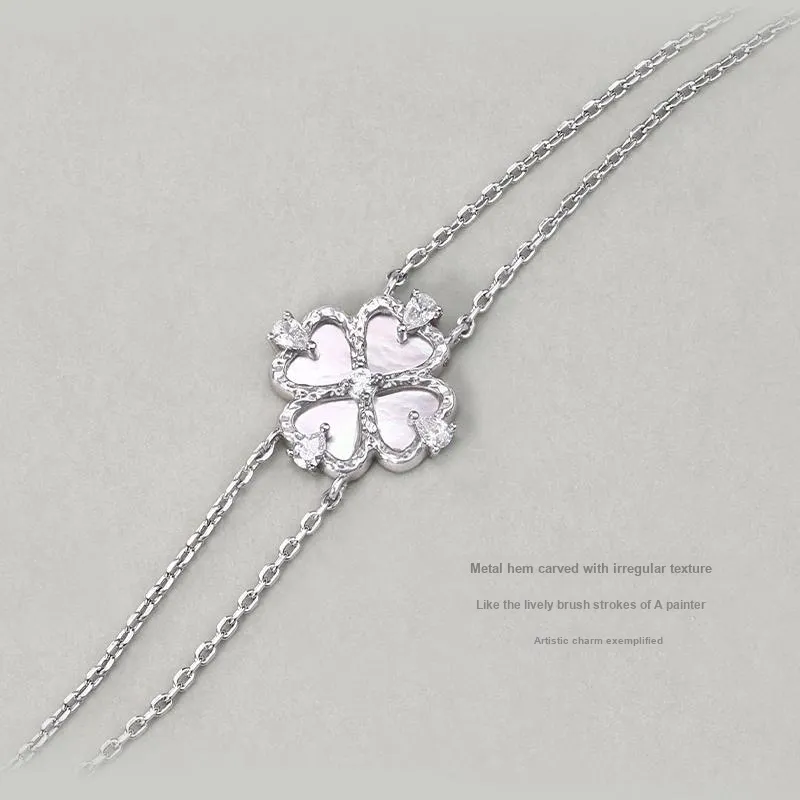 CHARLOTTE RAFFAELLI· Zircon Heart Mother Of Pearl Copper Bracelets Women's White Gold-3