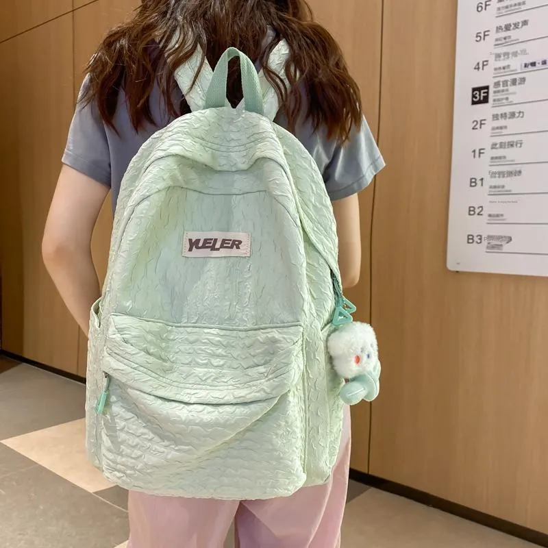 OUZIHUANG Nylon Backpack Large Size Unisex Black/White/Yellow/Green/Pink/Blue-14