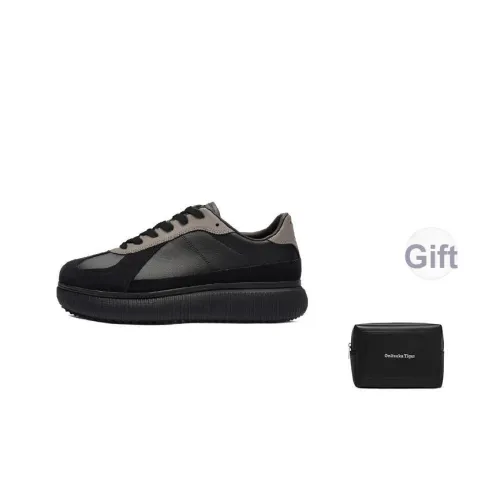 Onitsuka Tiger Delecity Аbrasion Resistant Высота Увеличивающие Низкие Топы Casual Унисекс Черный Серый