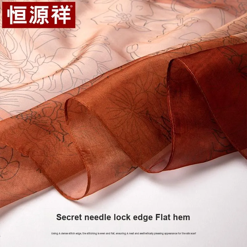 H YXIANG Silk Scarves Women's-27