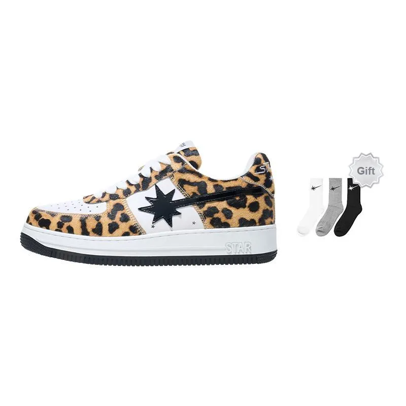 Starwalk Soldier Quick Dry Wear Resistant Lightweight Breathable Low Top Skateboard Shoes Unisex Leopard Print-6