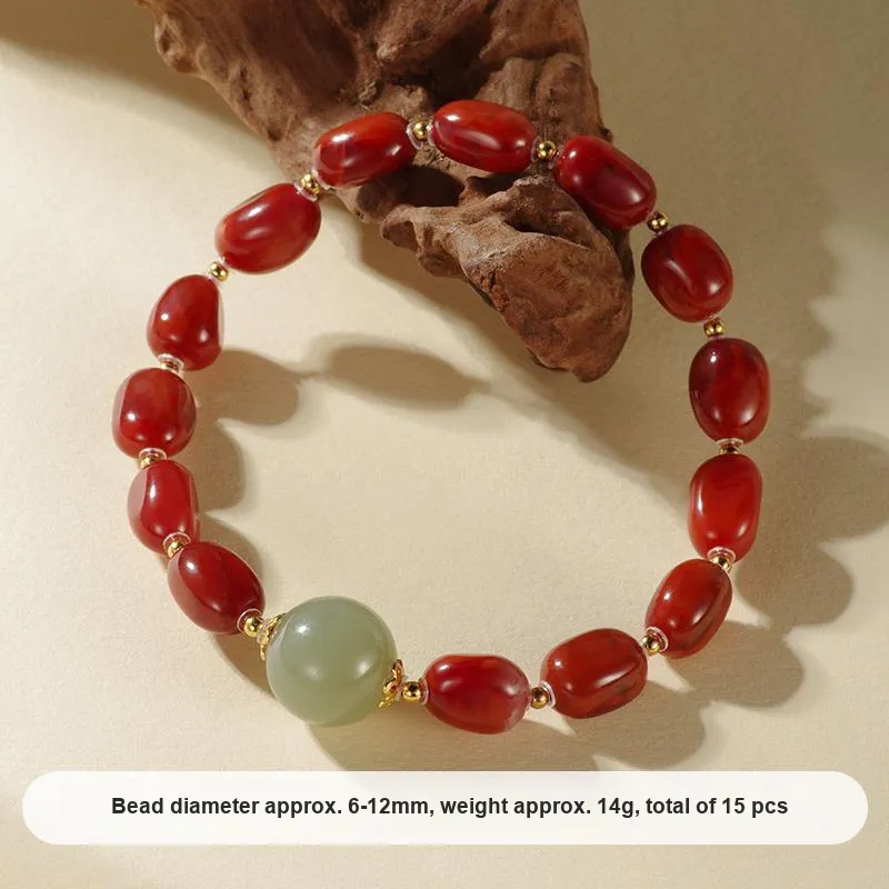 ZHANGKAKA Southern Red Agate Bracelets Unisex-6