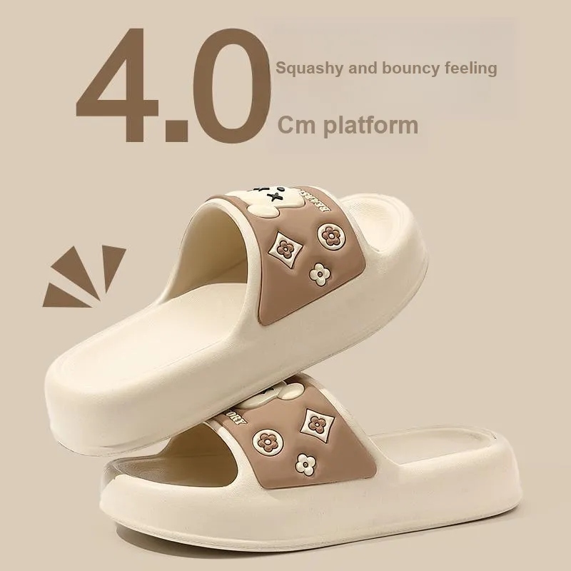 Foot Recreation Unisex Summer Home Slippers For Bathing, Slip Resistant, Platform Indoor Cute, Slippers-13
