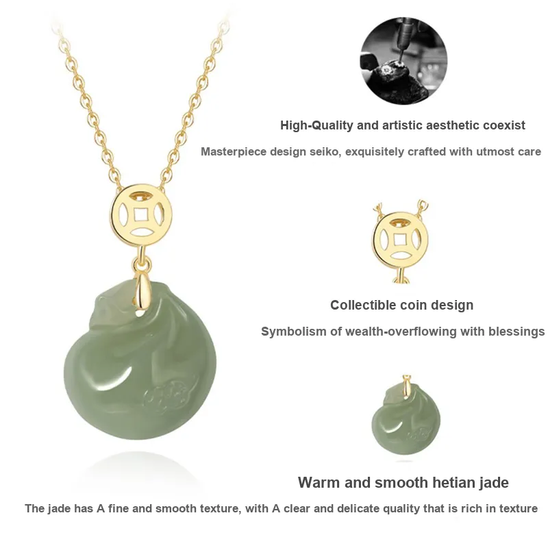 Andaozi Hetian Jade Necklaces Green Jade Unisex-4