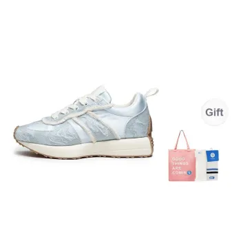 GONGJI Shared Pattern Hidden Floral Silk Mid-Top Casual Shoes Women's Blue