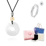 White Chalcedony-Chinese Auspicious Animal Peaceful Buckle Necklace[Civokivo Dreamy]