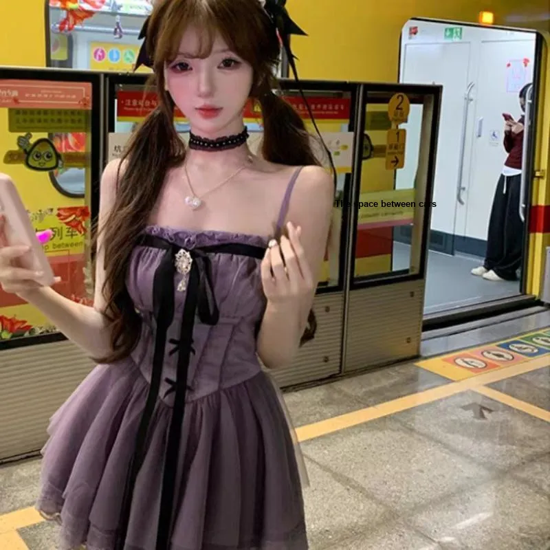Mu Xiao Xin Slip Dresses Women's Purple-5
