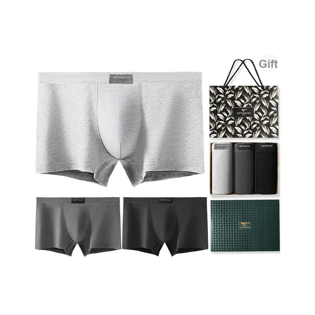 SEPTWOLVES Boxer Shorts Men's 3 Pack Gift Box Set+Shopping Bag