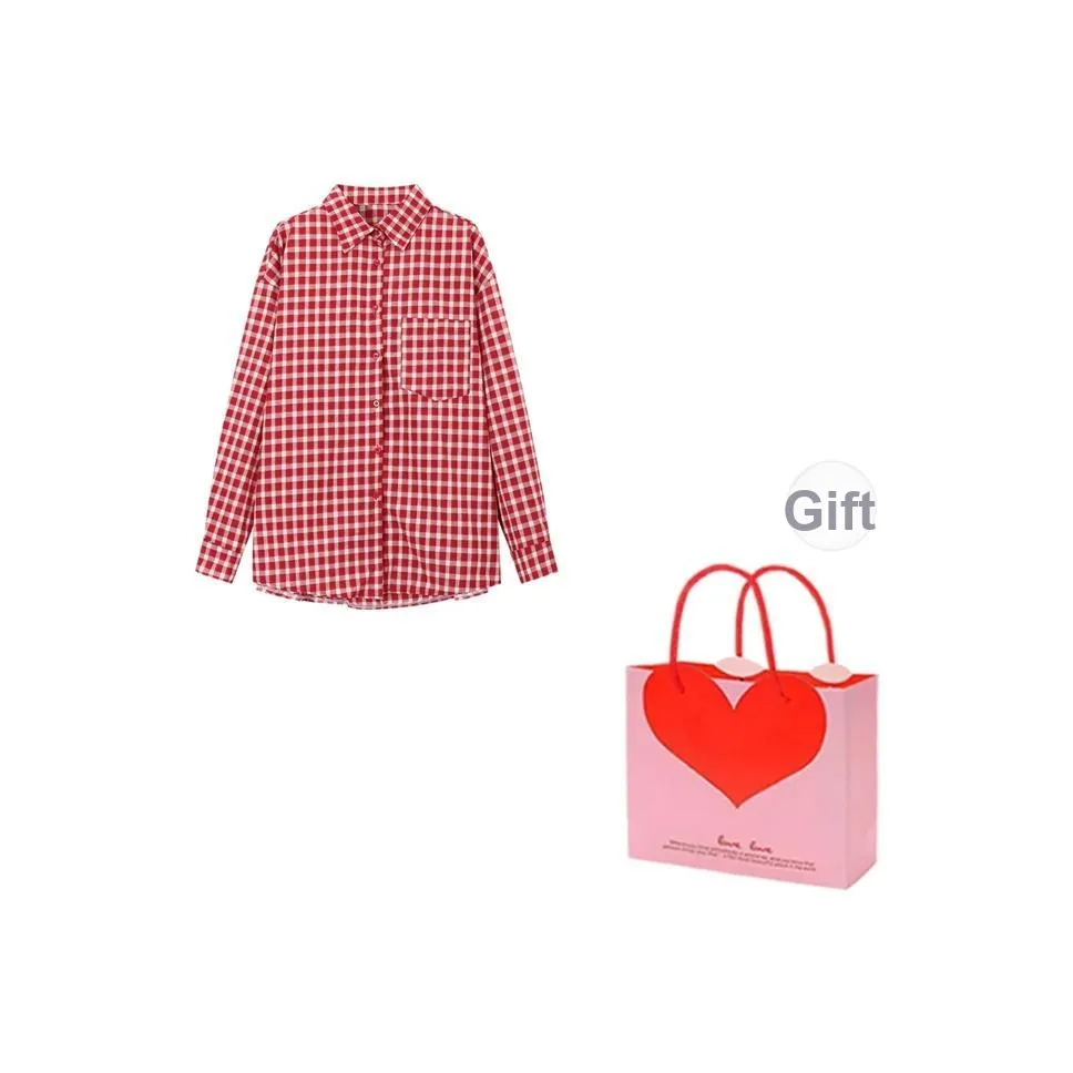 ZVJH Red Women's Shirts ZVJH Красный Женские Рубашки