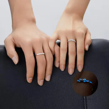 Lao Feng Xiang S925 Silver Ring Pair Unisex