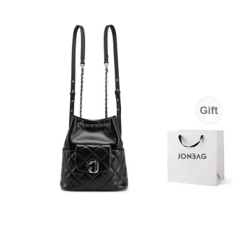 JONBAG Cow Leather Fashion Commute Versatile Backpack Regular Women's Black