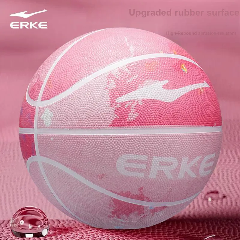Erke Rubber Basketball Cloud Pink Size 5 Size 7 Training Match Unisex-3