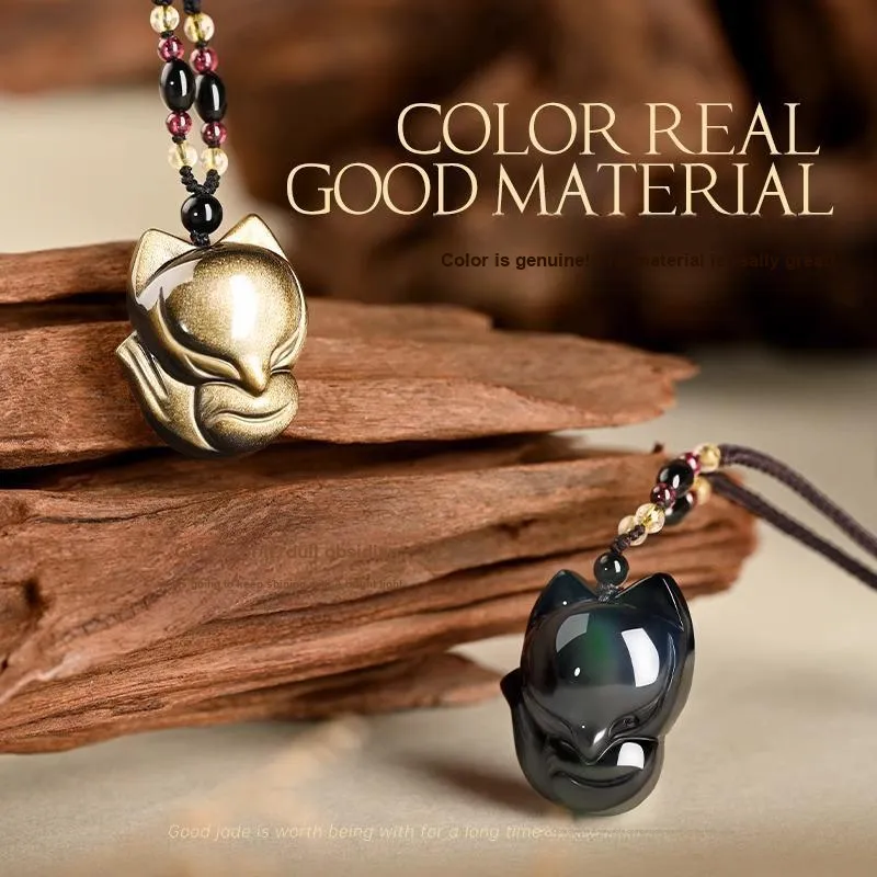 EADDA JEWELRY Natural Obsidian Necklaces Unisex-1