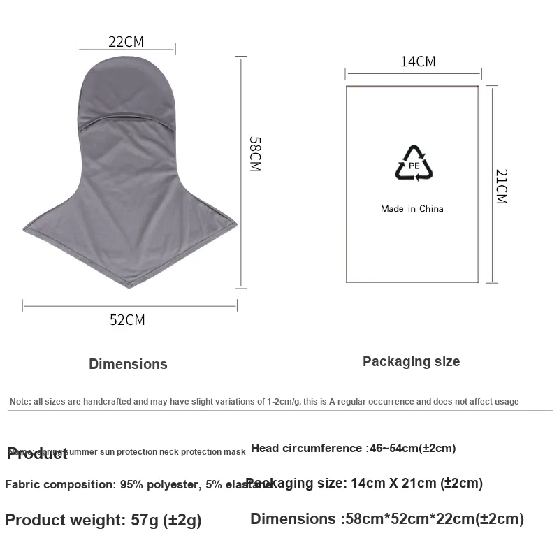 TANLU Riding Equipment Pullover Face Masks Outdoor Unisex Polyester 46 54CM Gray White Blue Black-2
