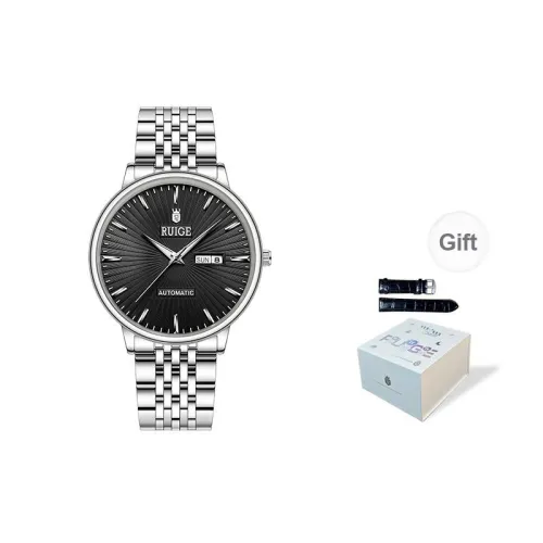 RUIGE Pioneer Series Mechanical Movement Stainless Steel Watchband Chinese Watches Men's Watches Black Dial