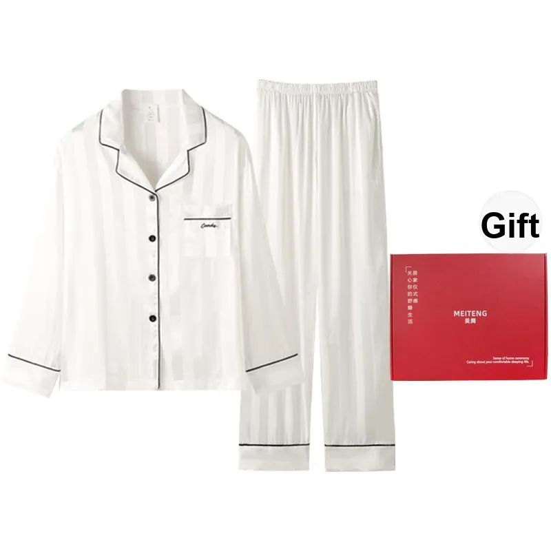 MEITENG Pajama Set Spring And Fall Season Women's White