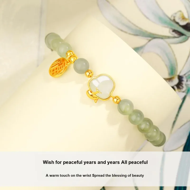 JITAIXIANG Hetian Jade Bracelets Pale Greenish White Jade Women's-3