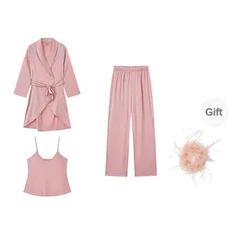 Kosrood Sleep Robe Women's Graceful Pink Feather
