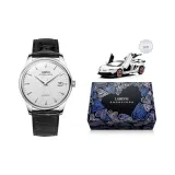 Silver Case White Dial Black Leather Strap
