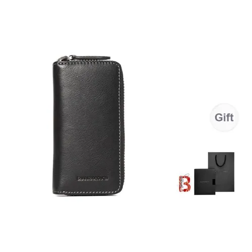 Sharkborough Vegetable Tanned Top Grain Cow Leather Key Pouch Car Keychain Men's Black