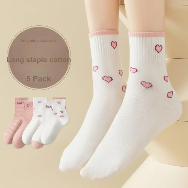 MIIOW Mid Calf Socks Women's 5 Pack Mixed Color-3