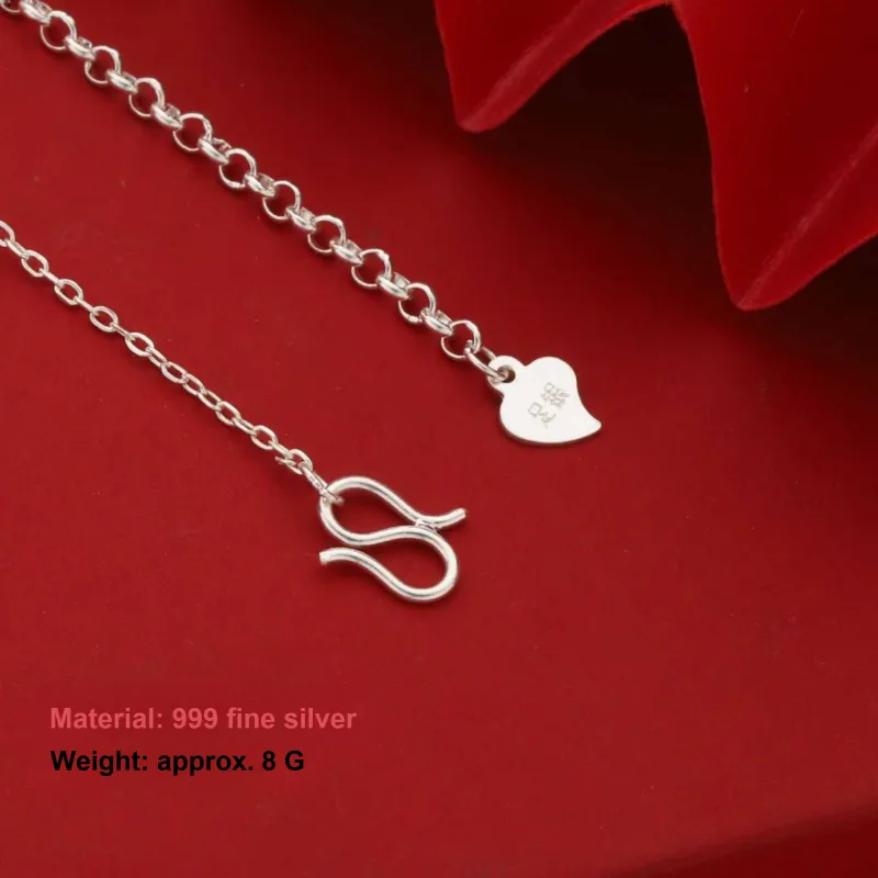 U state 999 Fine Silver Pure Silver Bracelets Women's-4