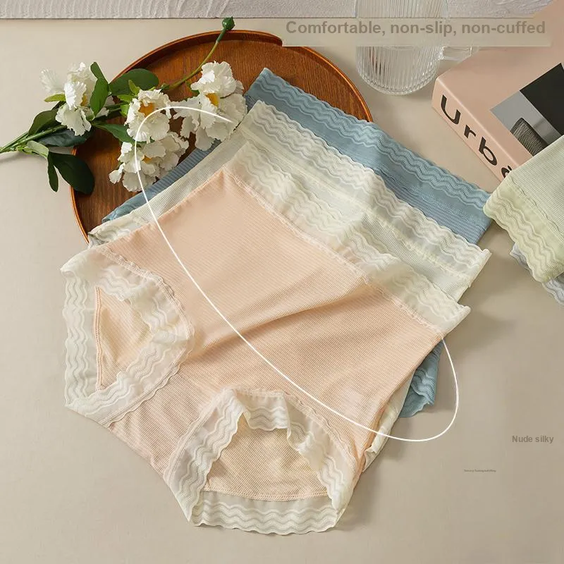 Ordifen Solid Color Lace Trim Panty Women's 4 Pack-3
