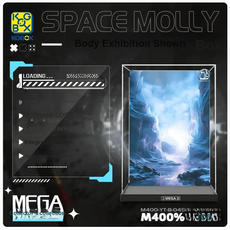 KGBOX Pop Mart Angry Bear Glacier MOLLY 400% 1000% Acrylic Figure Storage Display Case Model Accessories-13