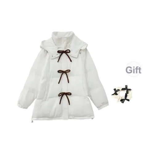 TURN UP Белый + Бант Резинка для волос С подарками Женские Пуховики