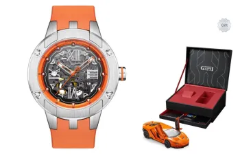 BONEST GATTI King Speed Automatic Mechanical Movement Rubber Strap Watch Men's Watches Cut Out Dial