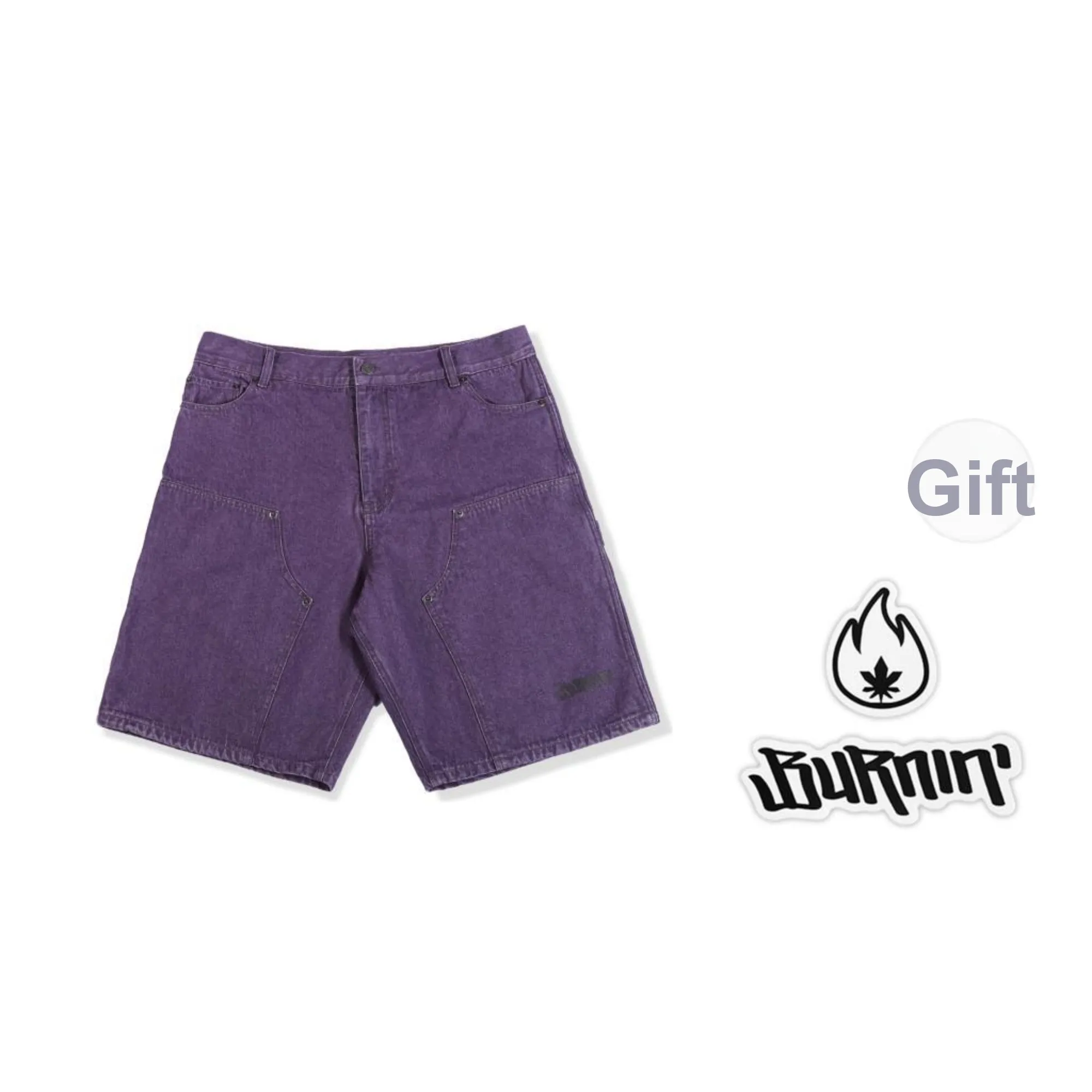 BURNIN Denim Shorts Unisex Purple