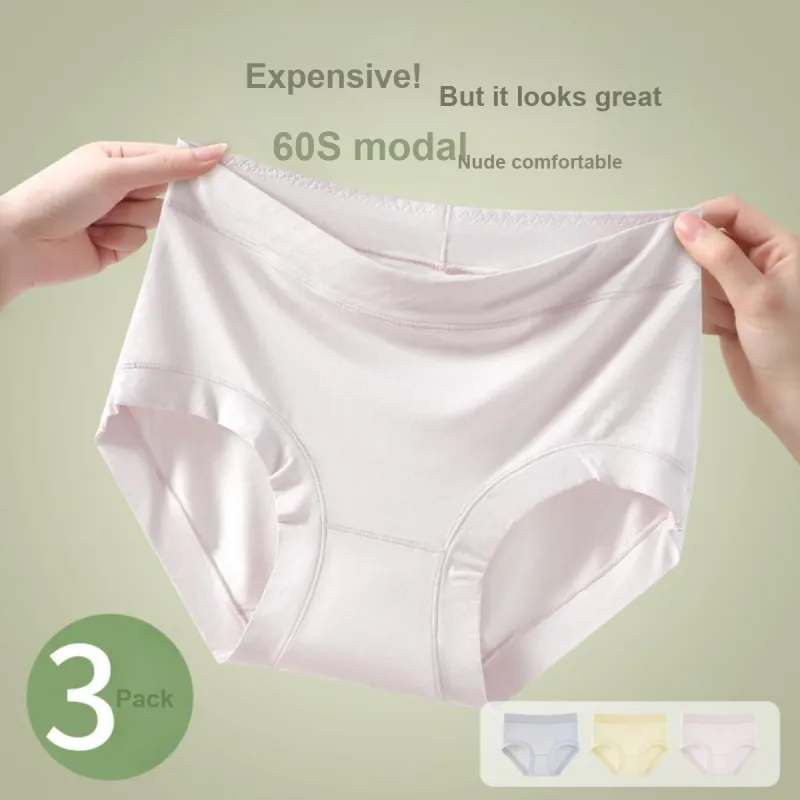 Ordifen Underpants Fashion Comfortable Skin Friendly Casual Elastic Non Restrictive Women's 3 Pack-2