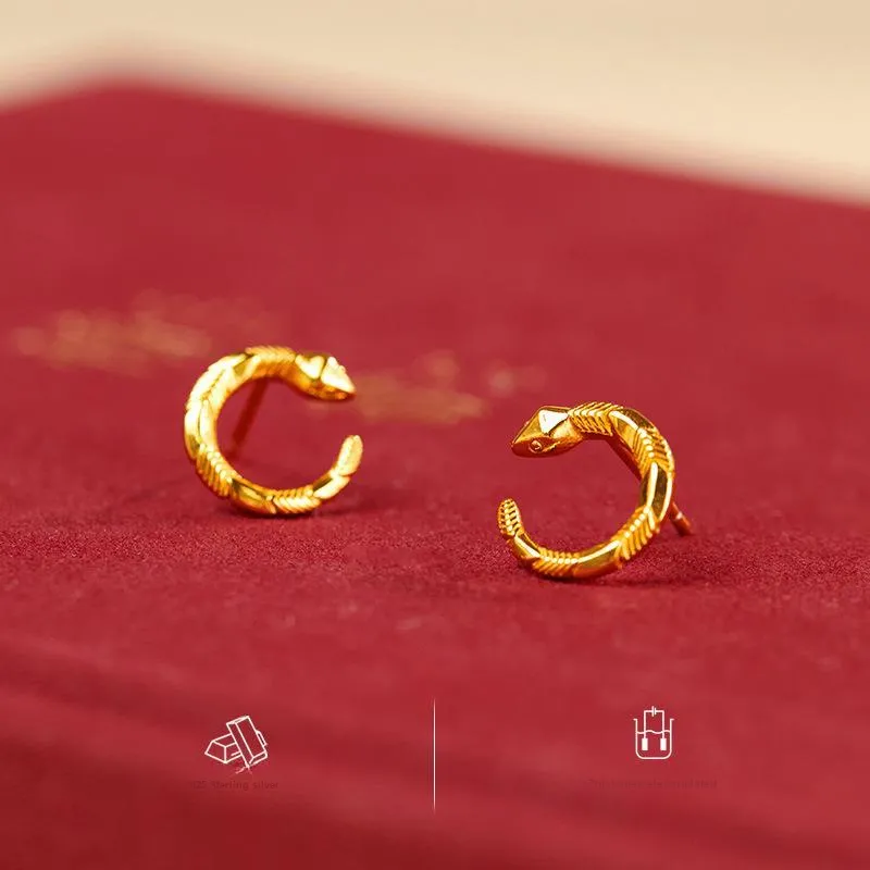 Lang Wind S925 Silver Stud Earrings Women's-3