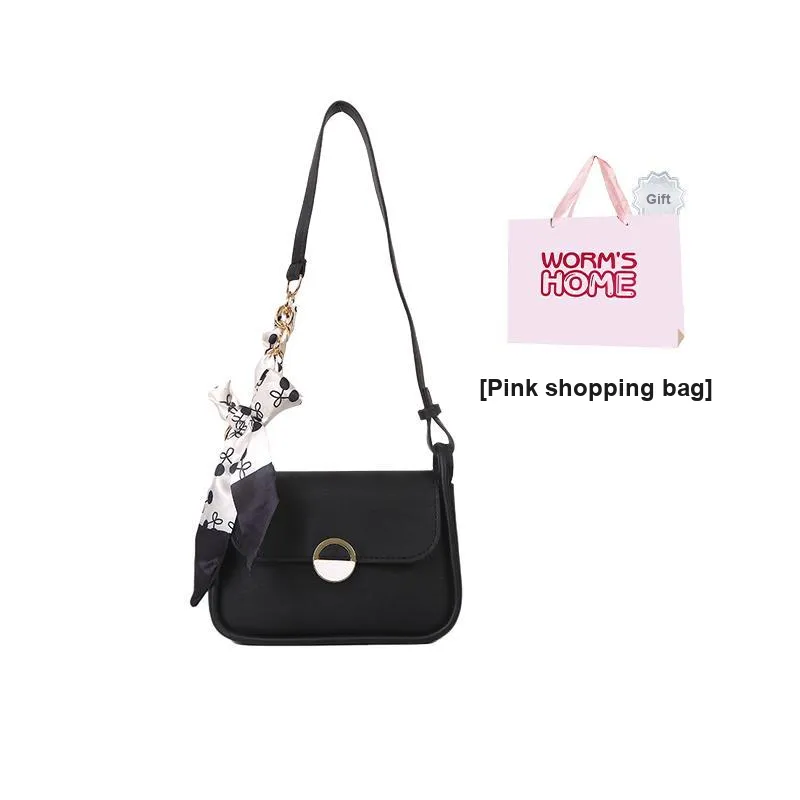 Worm's Home PU Saddle Bags Shoulder Bags Regular Women's Black/Ecru/Yellow/Green-5