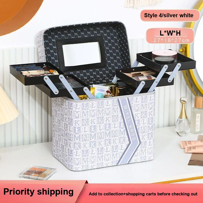 MUYAXUAN Multi Layer Large Capacity Makeup Case Travel Portable Cosmetics Storage-3