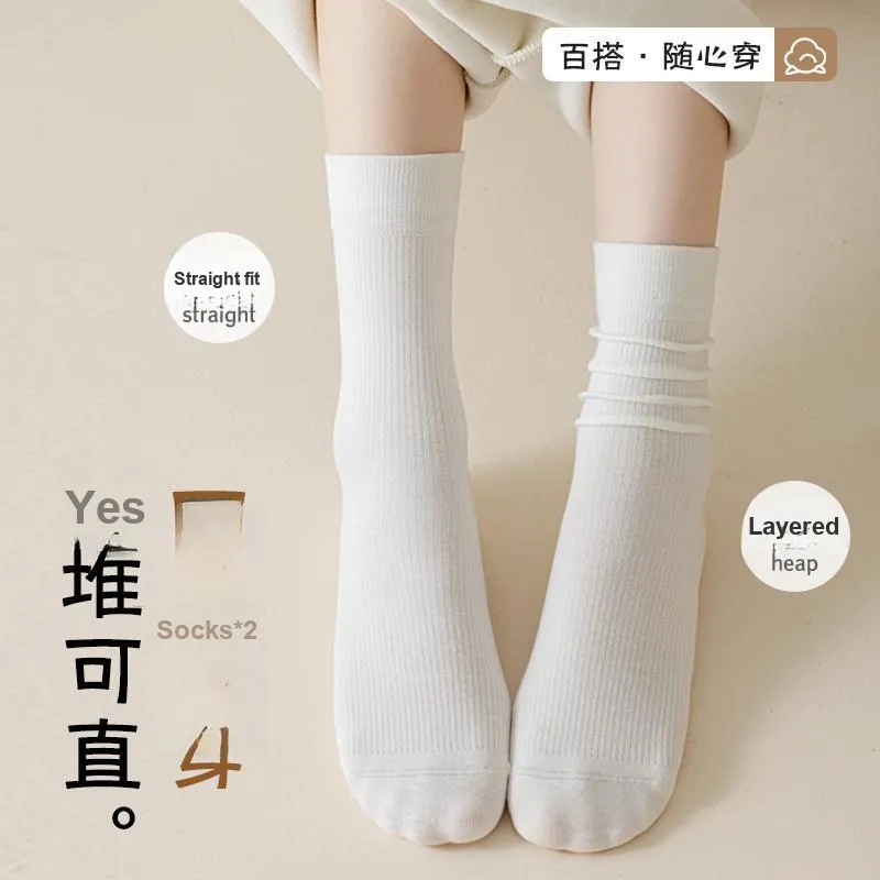 JIAZINI Mid Calf Socks Women's 5 Pack-5