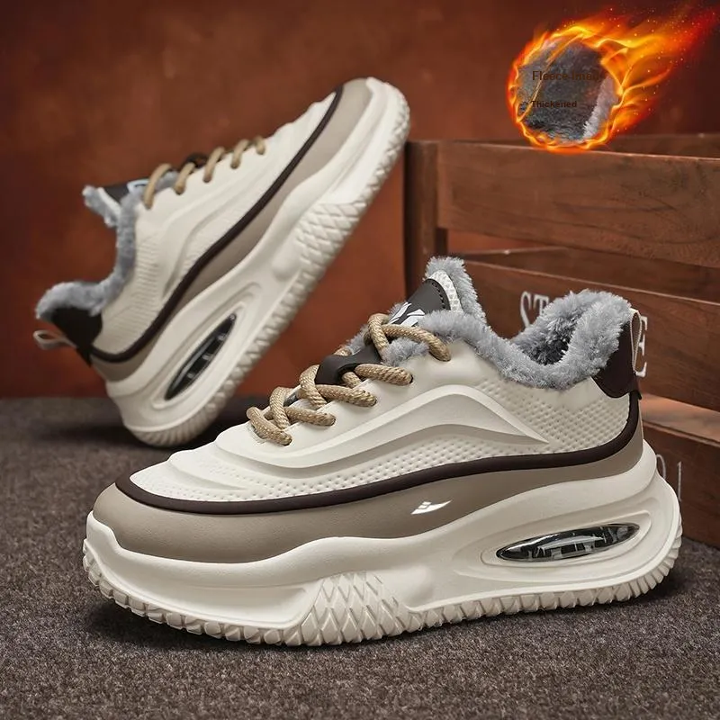 Kuding Cushioned Slip-Resistant Water-Resistant Height Increasing Warmth Casual Shoes Men's-1