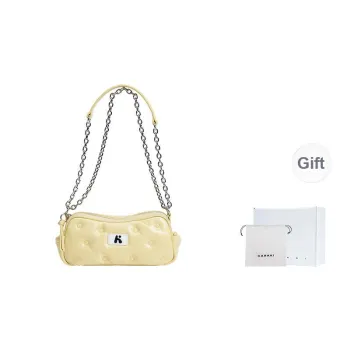 Karkki Sheepskin Chain Crossbody Bag, Shoulder Bag Women's Pearl Silver/Ancora Red/Pink/Blue/Vanilla Yellow