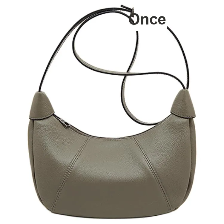 Old Man's Head Top Grain Cow Leather Crossbody Bag, Shoulder Bag Women's Black/White/Elephant Gray/Purple-9