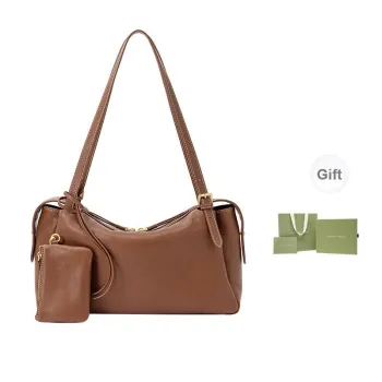 VANESSA HOGAN Cow Leather Shoulder Bag Large Size Women's Cocoa Red/Brown/Obsidian Black
